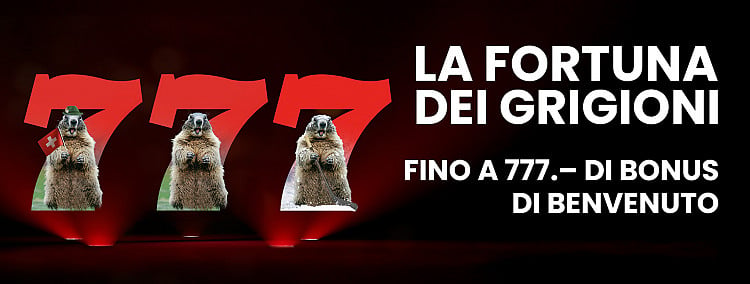 Bonus del 100% fino a CHF 777! 